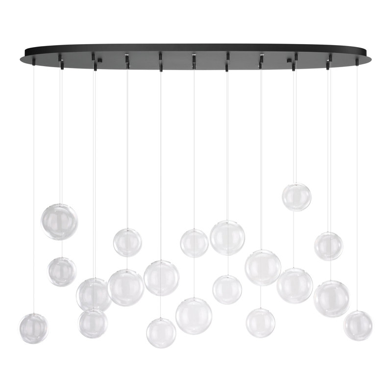 Luminaire suspendu à DEL 3 lumières 58cc avec abat-jour en verre transparent 58 pouces Tama