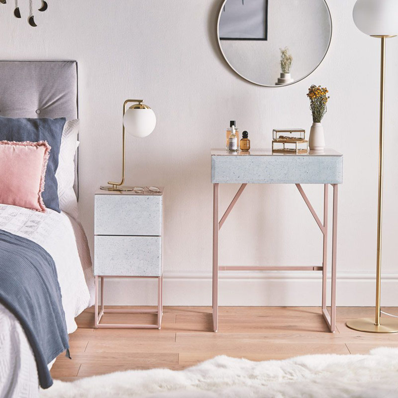 Ayansh 22.4'' W Nightstand, Pink/White