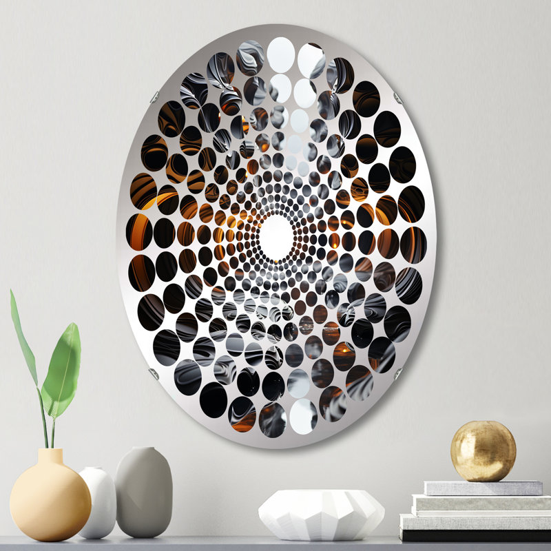 Horizon industriel à sortie onyx - Miroir décoratif à points radiaux - MIR111629-Ovale, L 20 po x H 30 po