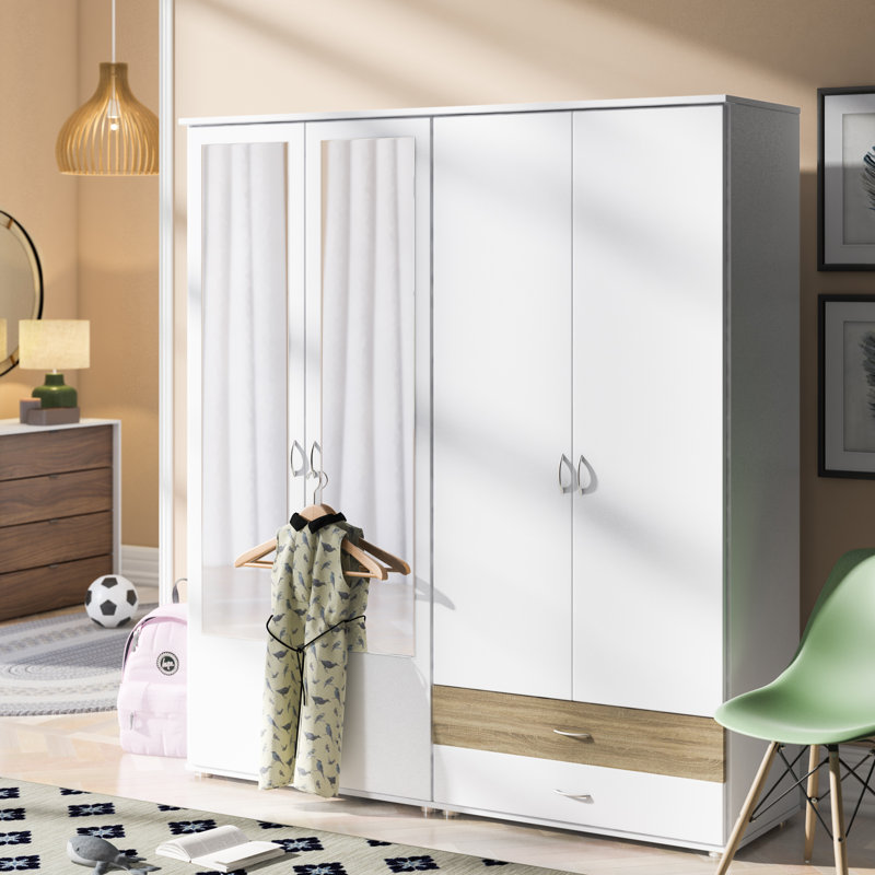 Ewert 4 Door Wardrobe, Alpine white and Sonoma oak
