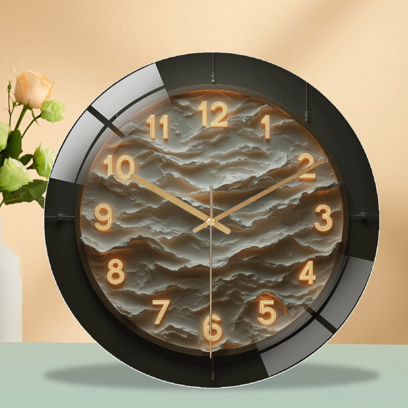 Modern Wall Clock in Artistic Abstract Design Art - 12'' Modern Glass Wall Clock