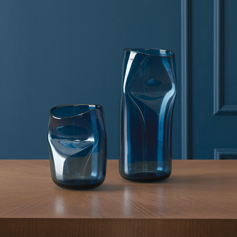 Contour Vase, 9" H x 7" W x 6" D, Blue