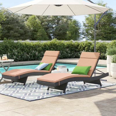 Billur 79.5" Long Reclining Chaise Lounger Set with Cushions