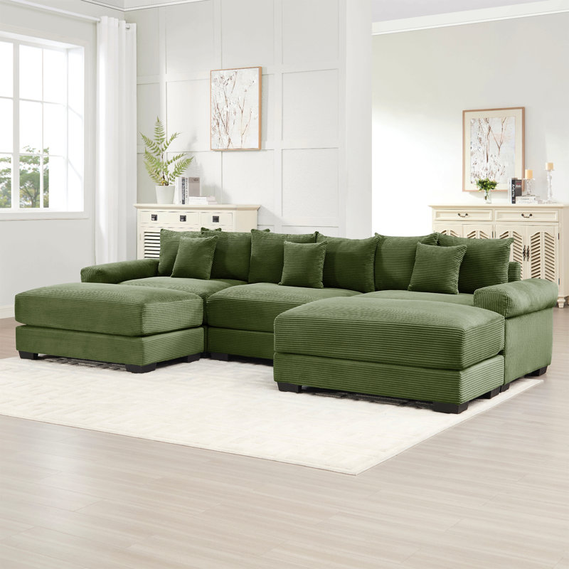 Canapé modulaire surdimensionné 130 po Cloud, Velours côtelé vert