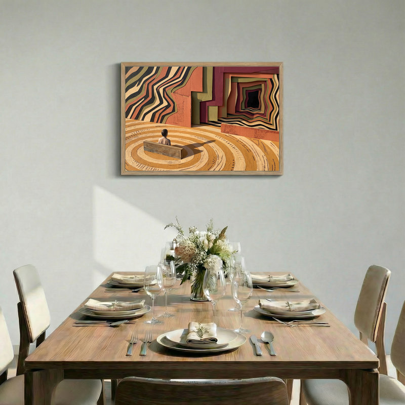 Art sur toile, figure sur un banc, H 24 po x l 36 po