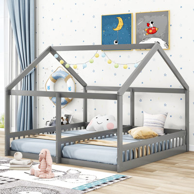 Twin Size House Platform Beds,Two Shared Beds