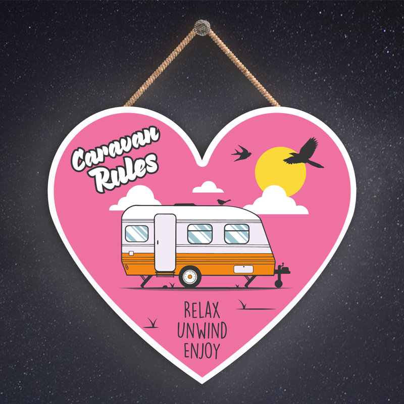 Caravan Rules - Novelty Print on MDF, 9cm H x 10cm W x 0.5cm D