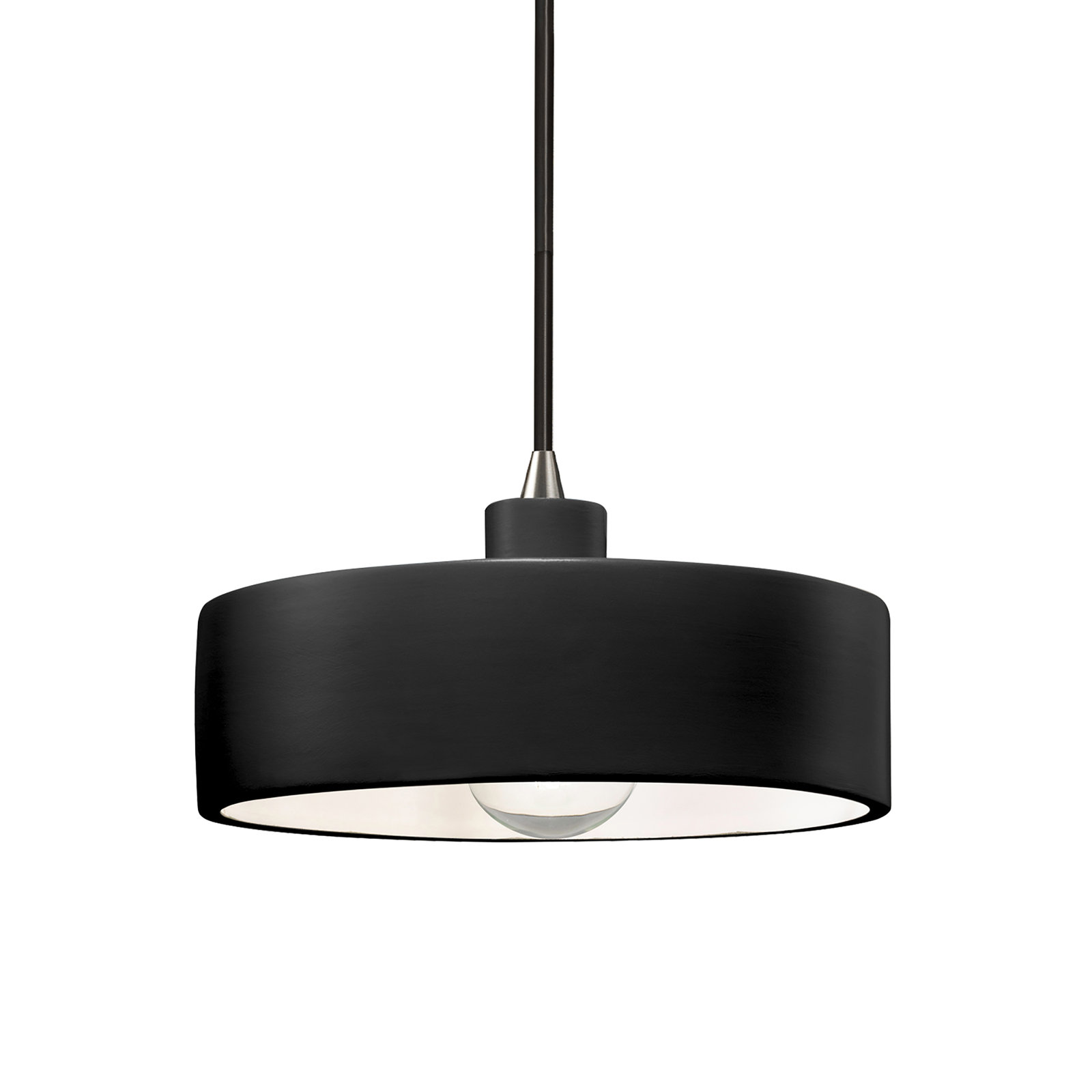 Colgate Single Light Ceramic Dimmable Pendant, Brushed Nickel, Carbon Matte Black