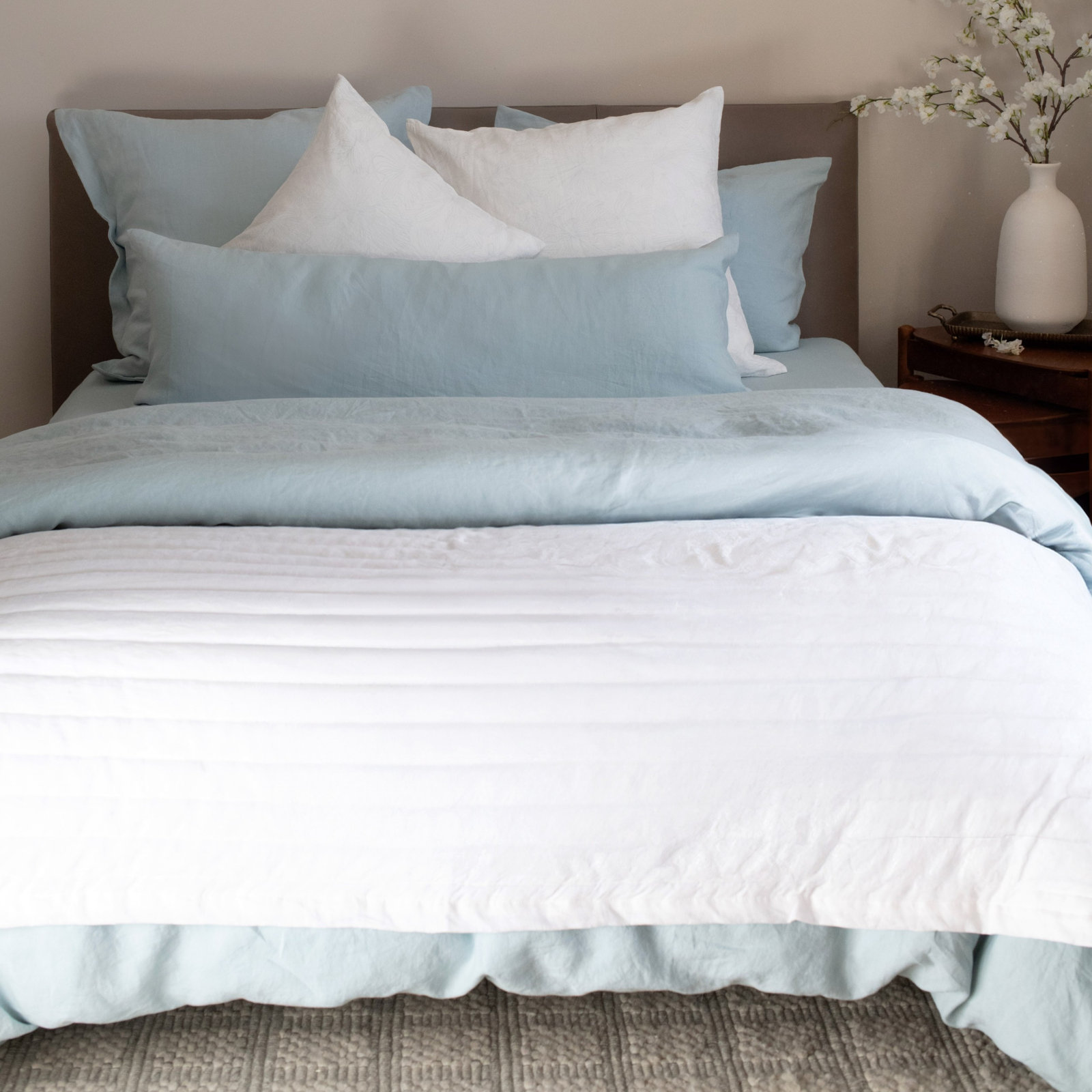 100% French Linen Pillow Sham, Wave, Rectangle 16"H x 44"W, Pillow Cover Only - No Insert