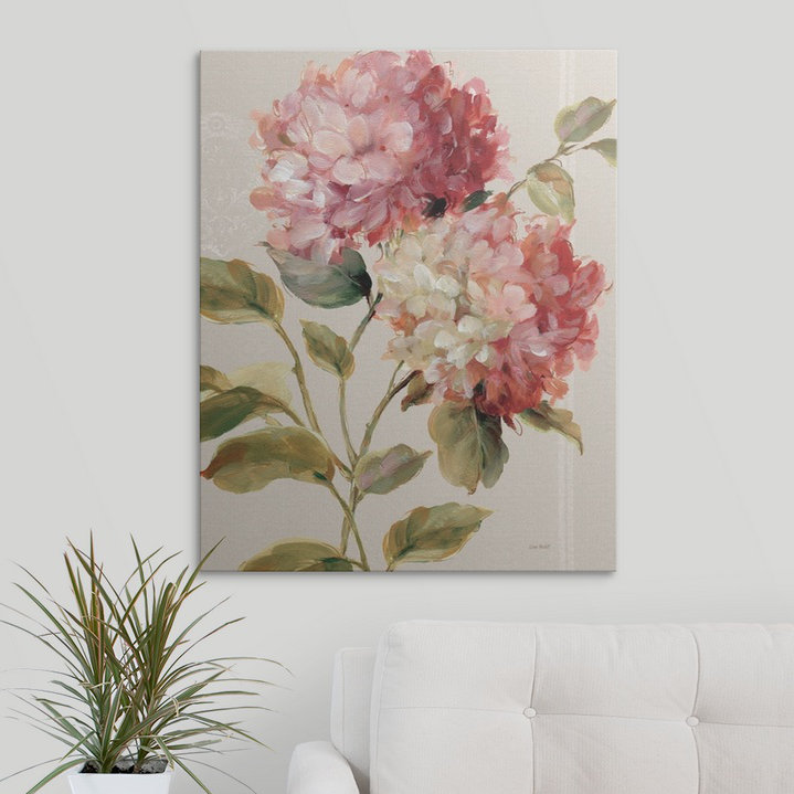 «Harmonious Hydrangeas Linen» - reproduction, H 30 po x l 24 po x P 1,5 po, Toile