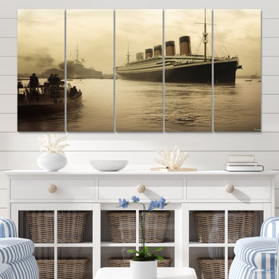Photographie rétro de RMS Titanic II - impression sur toile de bateau - 5 panneaux égaux