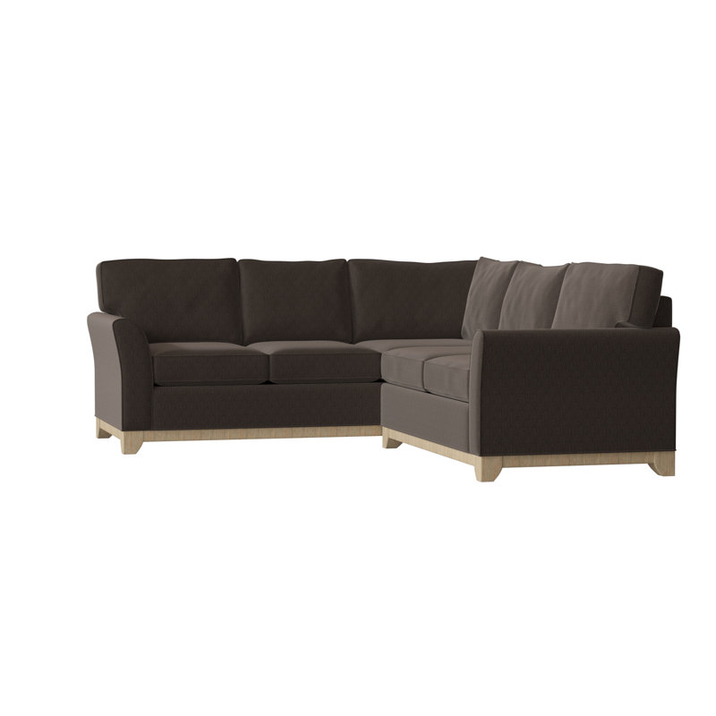 Bevins Upholstered L-Shaped Sectional, Right Hand Facing, Key Graphite, Walnut