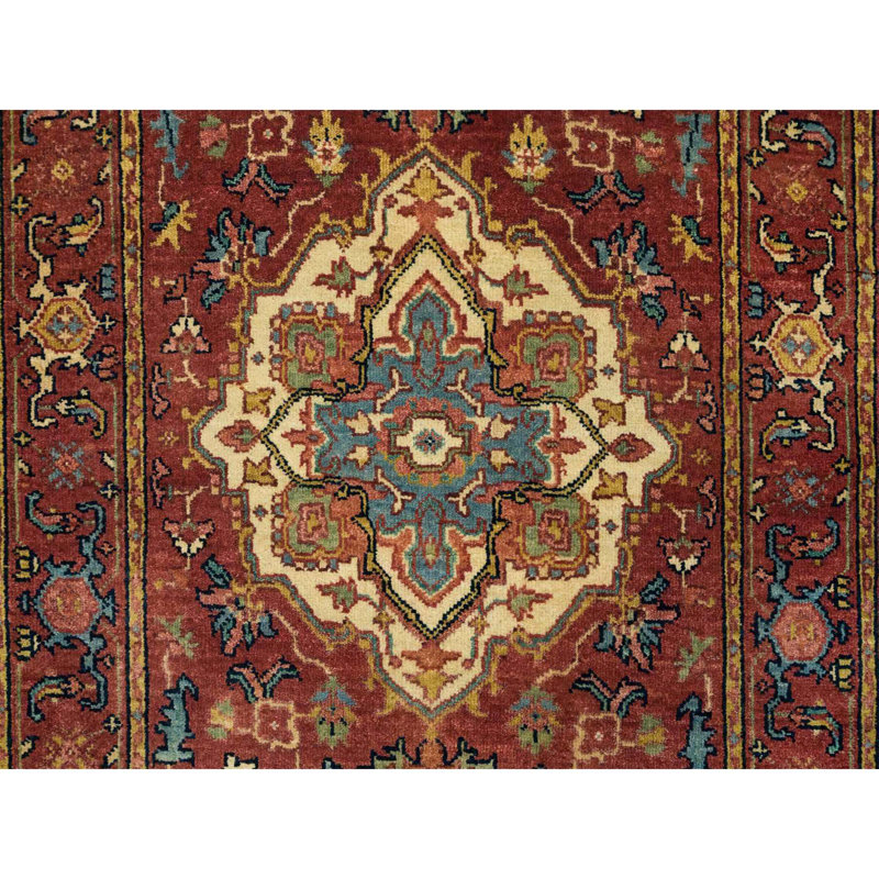 Tapis de couloir oriental rouge en laine noué à la main 2 pi 7 po x 10 pi C74F3B76CFC245B89A458CF2C269966E