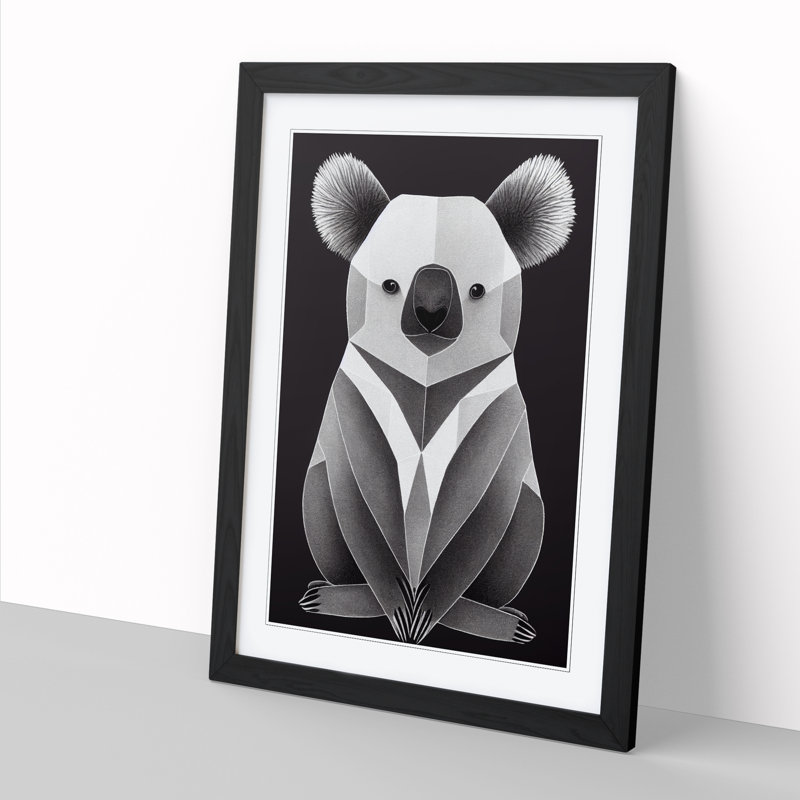 FRM-V0523-20X Abstract Koala Bear Vol.2 - Single Picture Frame Print, Black Framed, 64cm H x 46cm W x 2cm D
