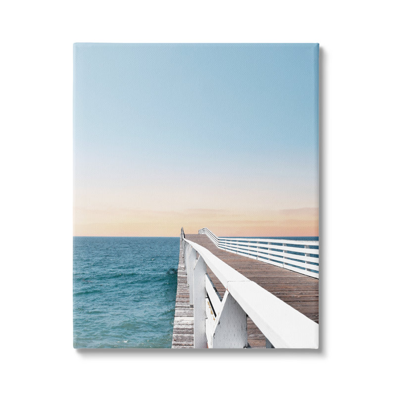 «Beautiful Boardwalk Dock Clear Sky Ocean Breeze» par Natalie Carpentieri - Peinture, Toile tendue