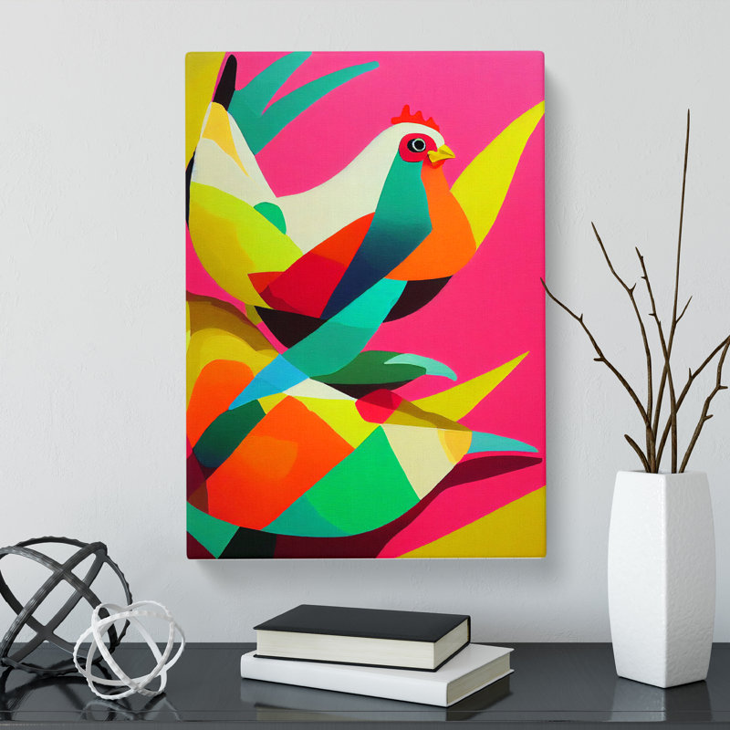CAN-V0523-452X Chicken Hydrodipped - Wrapped Canvas Print, 60cm H x 40cm W x 3cm D