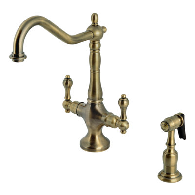 Kingston Brass Heritage Two-Handle Deck Mount Kitchen Faucet
