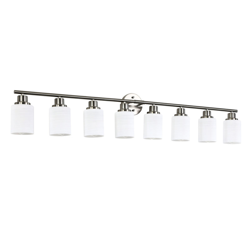 Modern 8- Vanity Wall , Brushed Nickel And Frosted Glass, For Bathroom, Hallway, Bedroom Decoration, Strong Build, Soothing Easy To Assemble Fixture, Bathroom & Hallway Lighting, Construction, Gentle