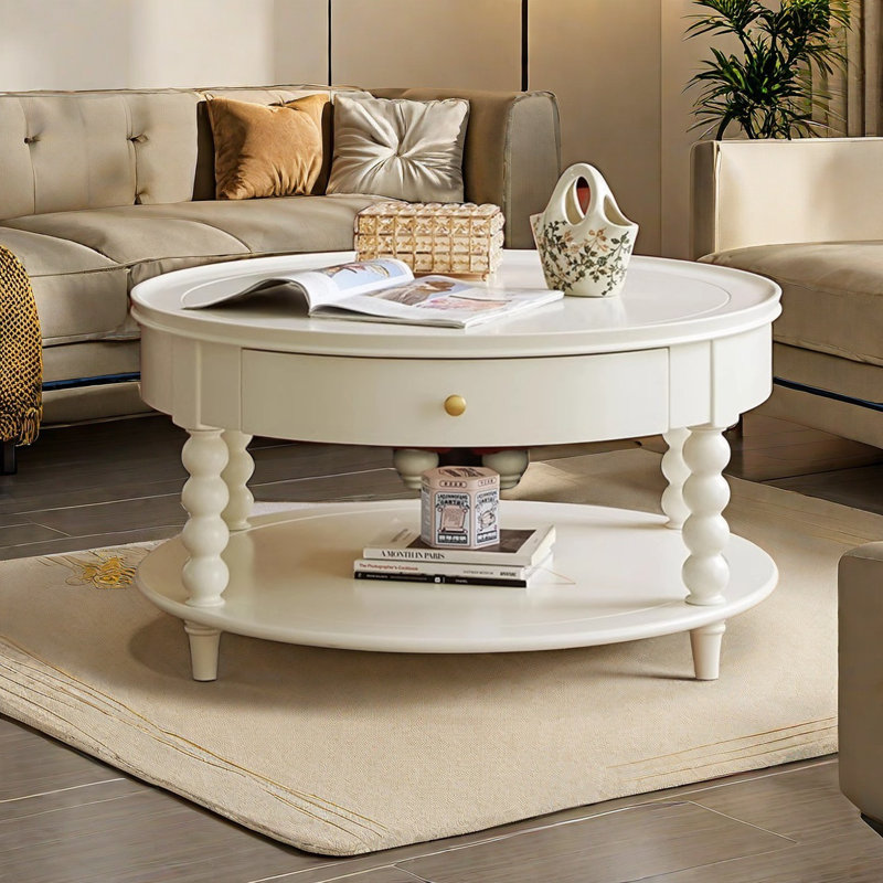 Table de bout ronde Crème fraiche, H 19,1 po x L 39,4 po x l 39,4 po