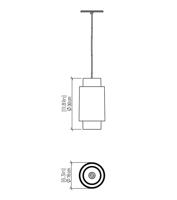 Cylindrical 1 - Light Pendant, 11.81" H x 6.3" W x 6.3" D, American Walnut