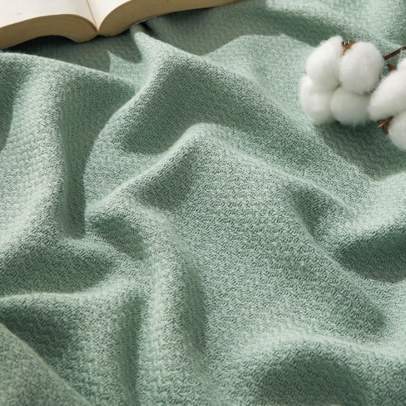 Bedsure 100% Cotton Blanket Soft Cozy Textured Herringbone Woven Blanket for All Seasons, King, Sage Green
