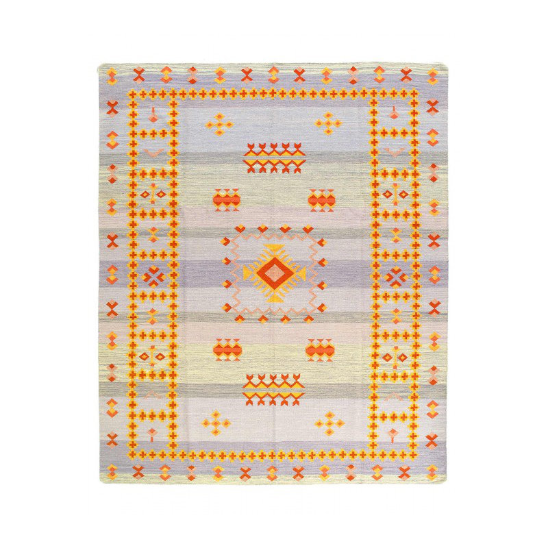 Tapis unique à tissage plat rectangulaire moyen 10 pi x 8 pi Desirrae - bleu clair