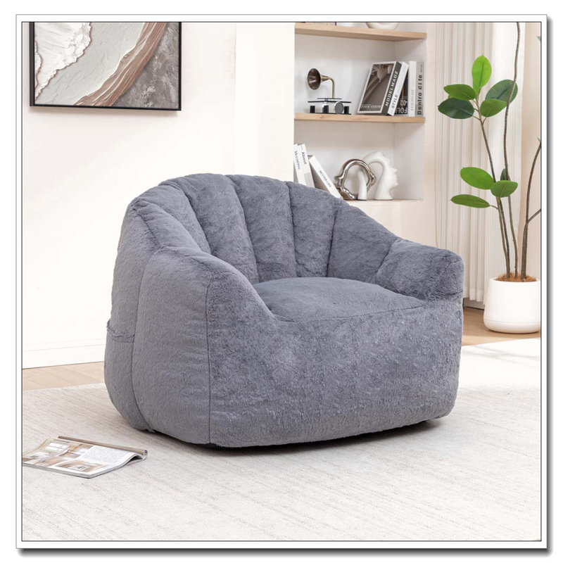 Fauteuil à billes avec accoudoirs rembourrés de mousse haute densité, Gris