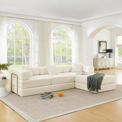 Canapé modulaire Corduroy à assise profonde de 108 po, aucun assemblage requis