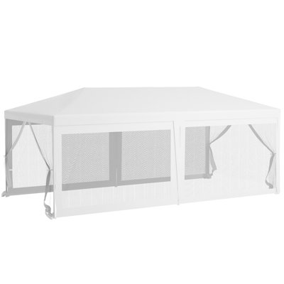 10' X 20' Party Canopy, Outdoor Wedding Gazebo, 6 Detachable Sidewalls, -Blocking Resistance Resistance, Steel Frame, White For Activities Tent, Shelter &