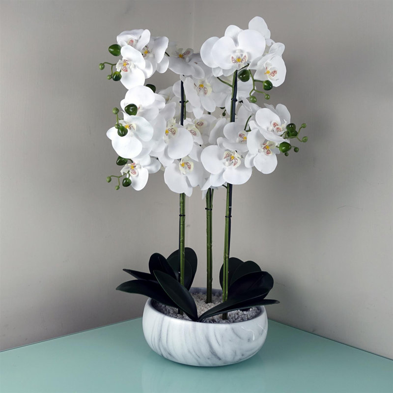 60cm Faux Plant in Ceramic Pot, White