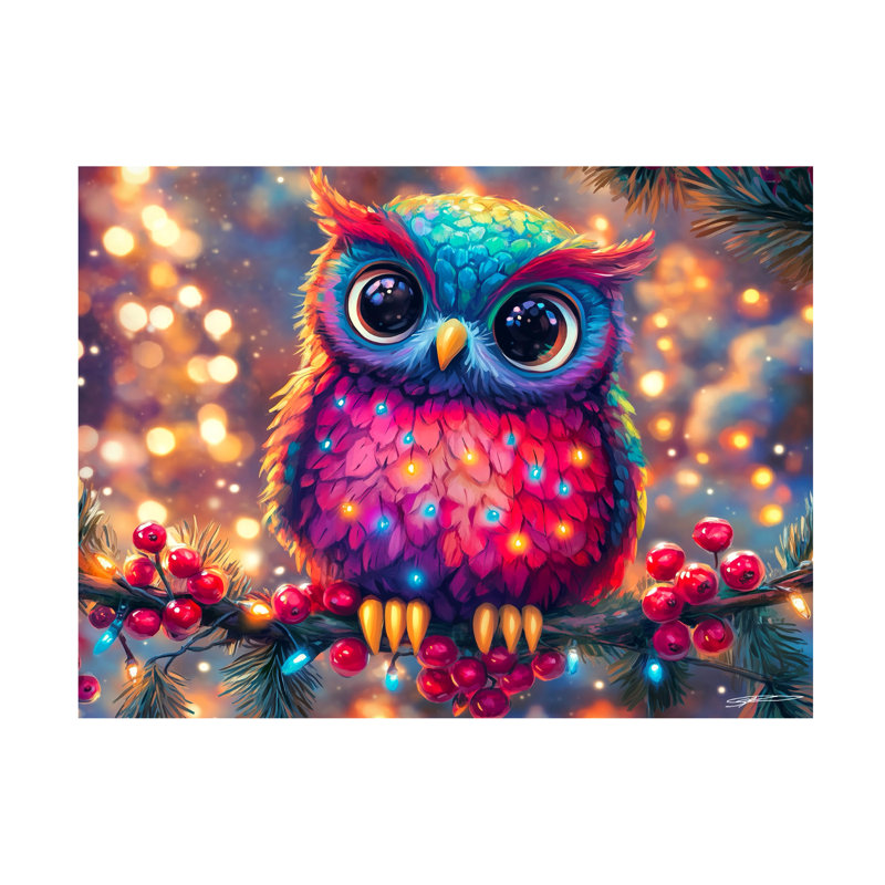 Art sur toile Shawna Stewart Christmas Hooty, H 18 po x l 24 po