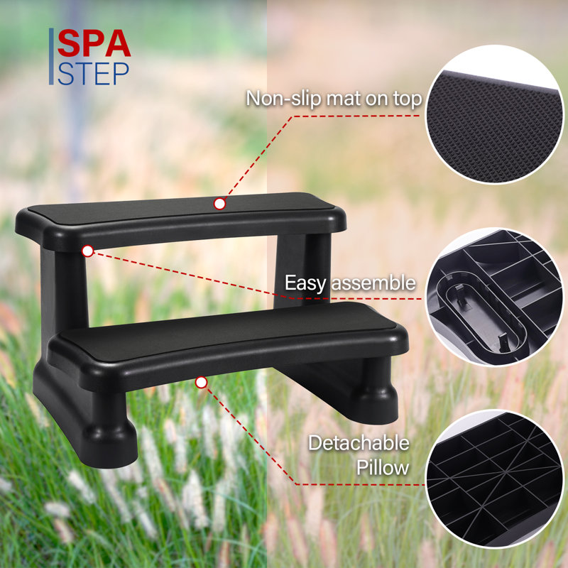 Black UV-Resistant Non-Slip Hot Tub Steps