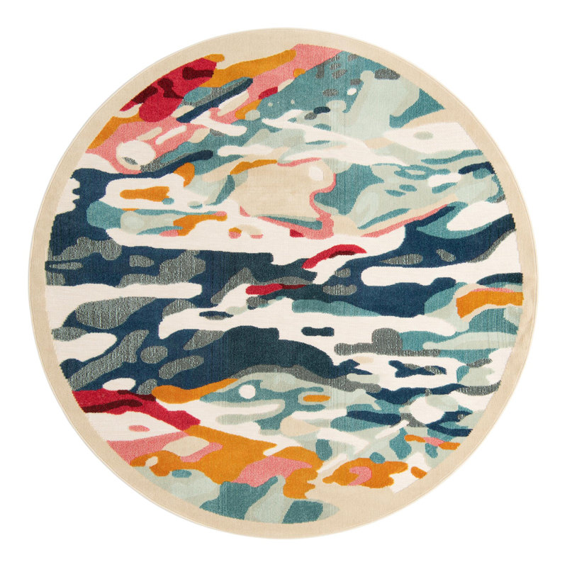Wrought Studio Zenata Marelda Indoor/Outdoor Area Rug, Round 7'10"