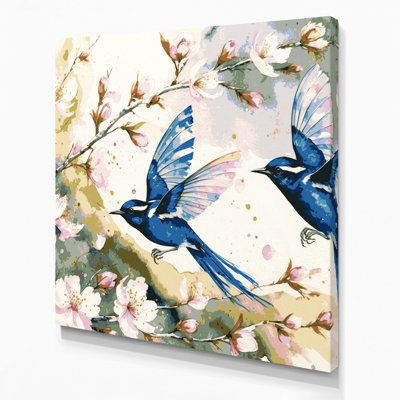 «Birds Superb Fairy wren», art mural sur toile beige