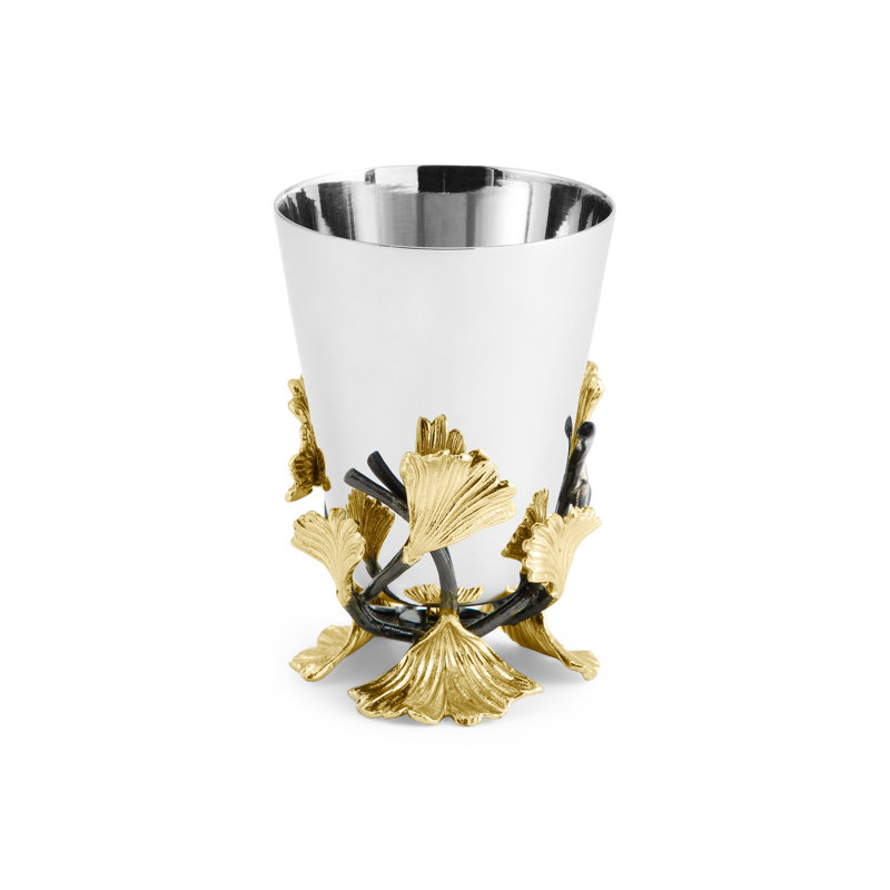 Golden Ginkgo Vase, 4.25" H x 3.25" W x 3.25" D