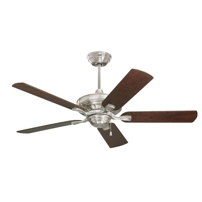 Kuhle 52'' Ceiling Fan, Brush Steel Finish  W/ Dark Cherry and Walnut