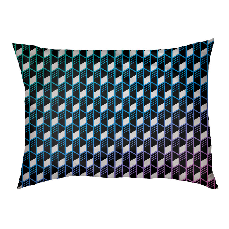 Coussin pour chien Byrge, Moyen (L 29,5 po x P19,5 po x H 9,5 po), Bleu / Vert / Rose