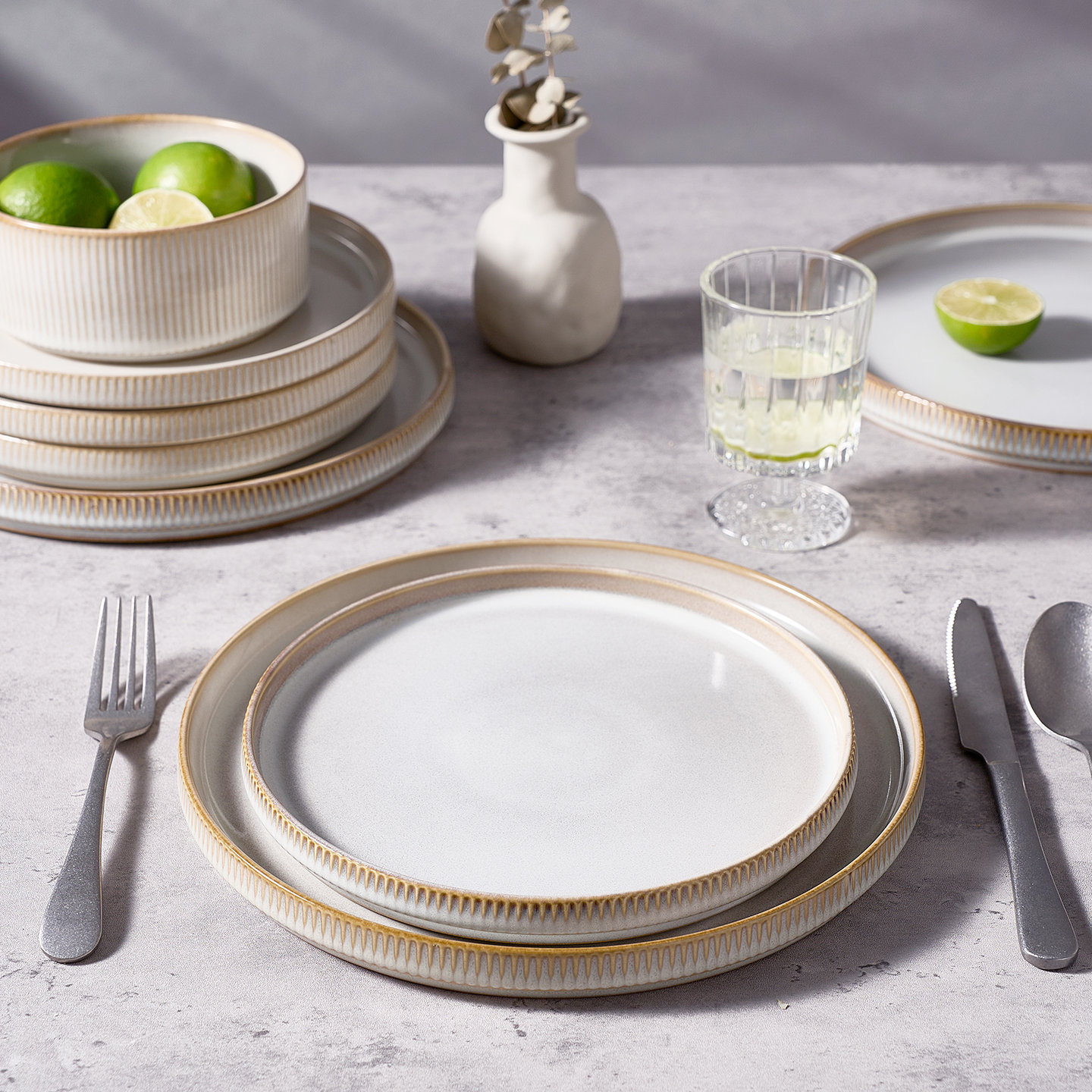 Azal 10" Dinner Plate, Cappuccino White