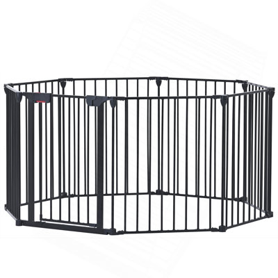 200" Adjustable Safety Gate 8 Panels Play Yard Metal Doorways Fireplace Fence Christmas Tree Fence Gate For House Stairs Gate Prohibited Area Fence