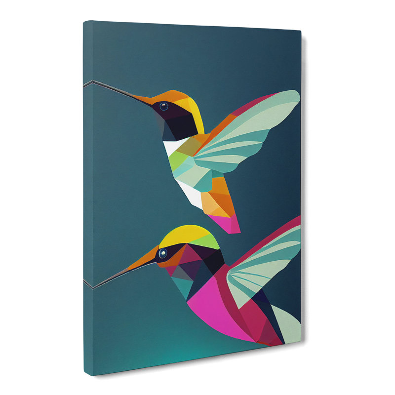 Selevae Hummingbird Geometric - Wrapped Canvas, 50cm H x 35cm W x 3cm D