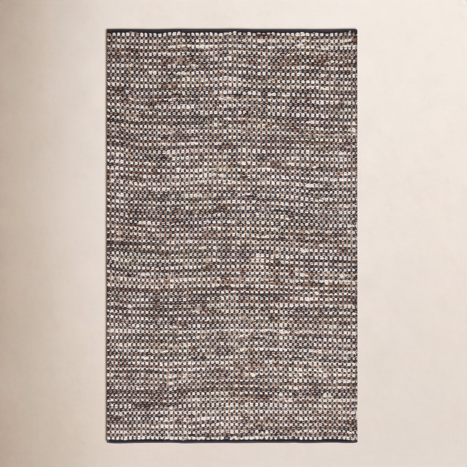 Gabino Black Ivory Flatweave Geometric Jute Rug, Rectangle 2'3" x 4'
