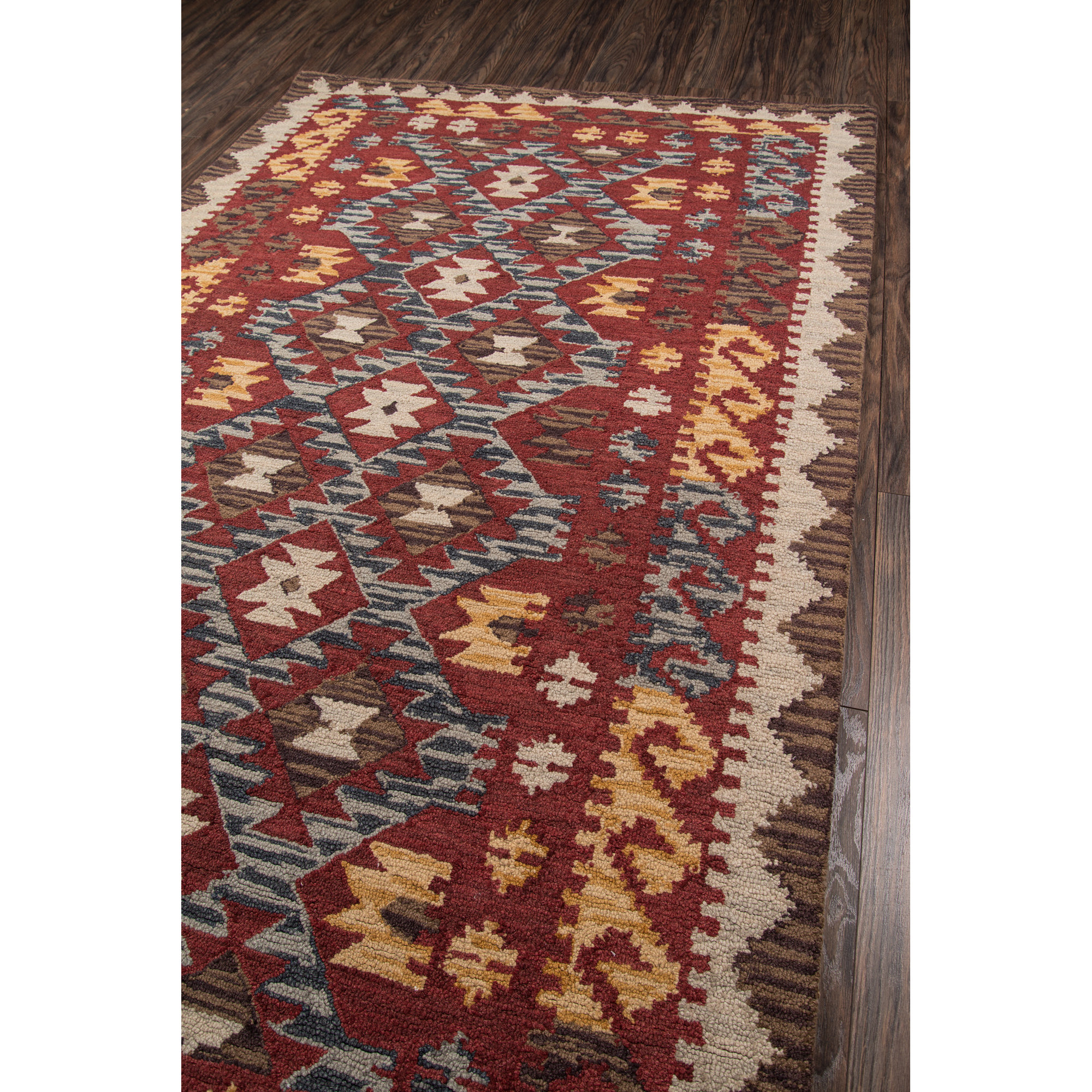 Fiona Handmade Wool Red Rug, Runner 2'3" x 8'
