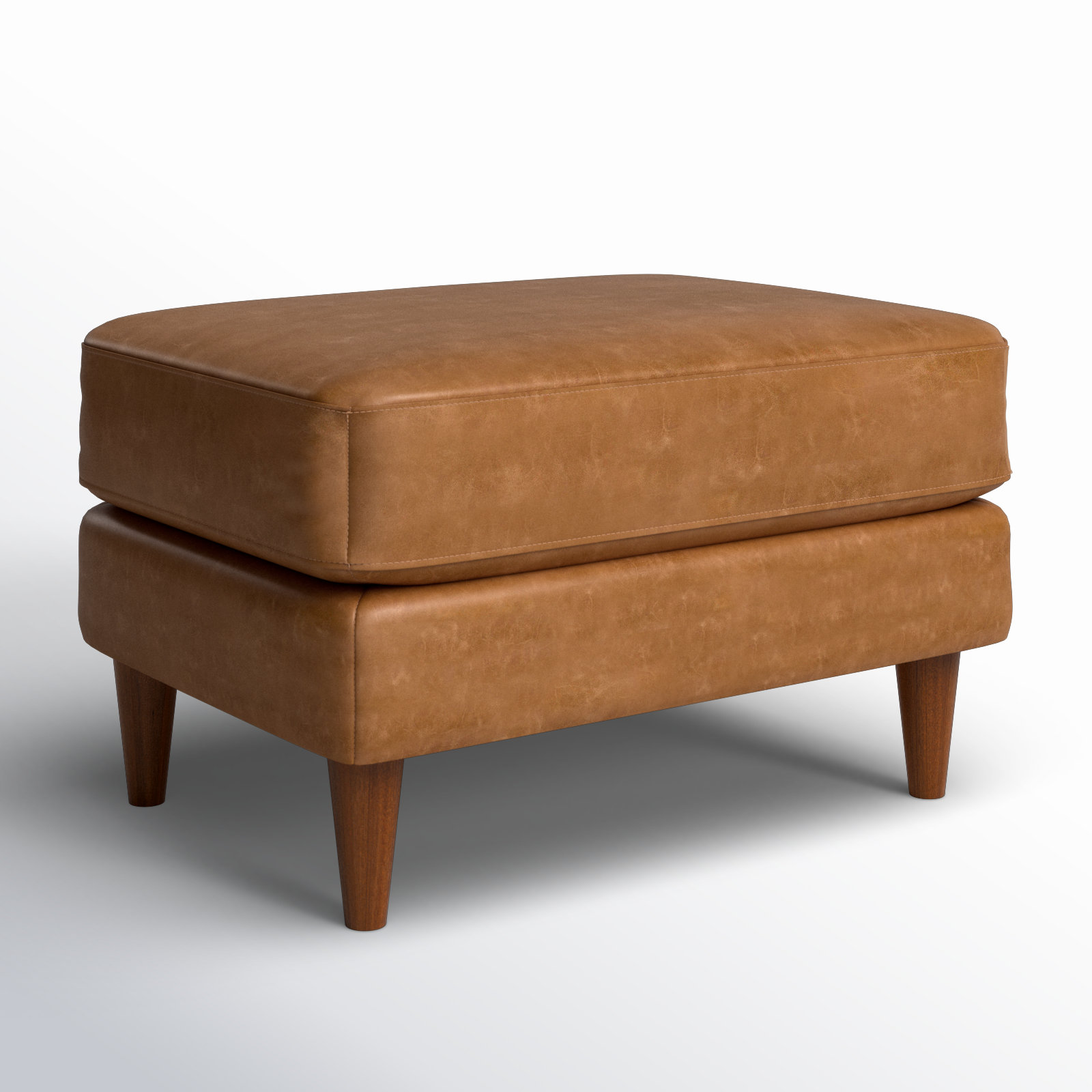 Clifford 32" Genuine Leather Ottoman, Bistro Saddle Genuine Leather