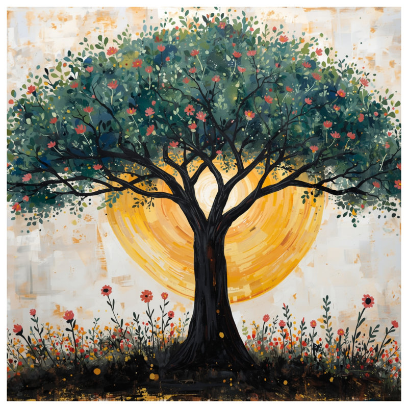 Tapis de bain Arbre avec fond de soleil, L 24 po x L 17 po