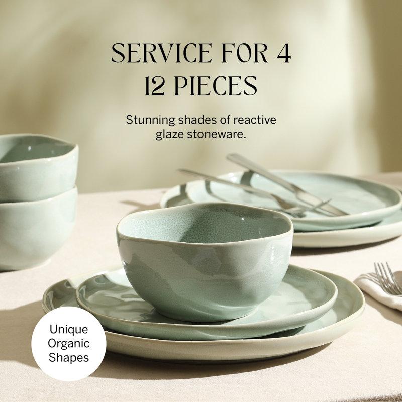 Stone Lain Mirella 12-Piece Dinnerware Set Stoneware, Green