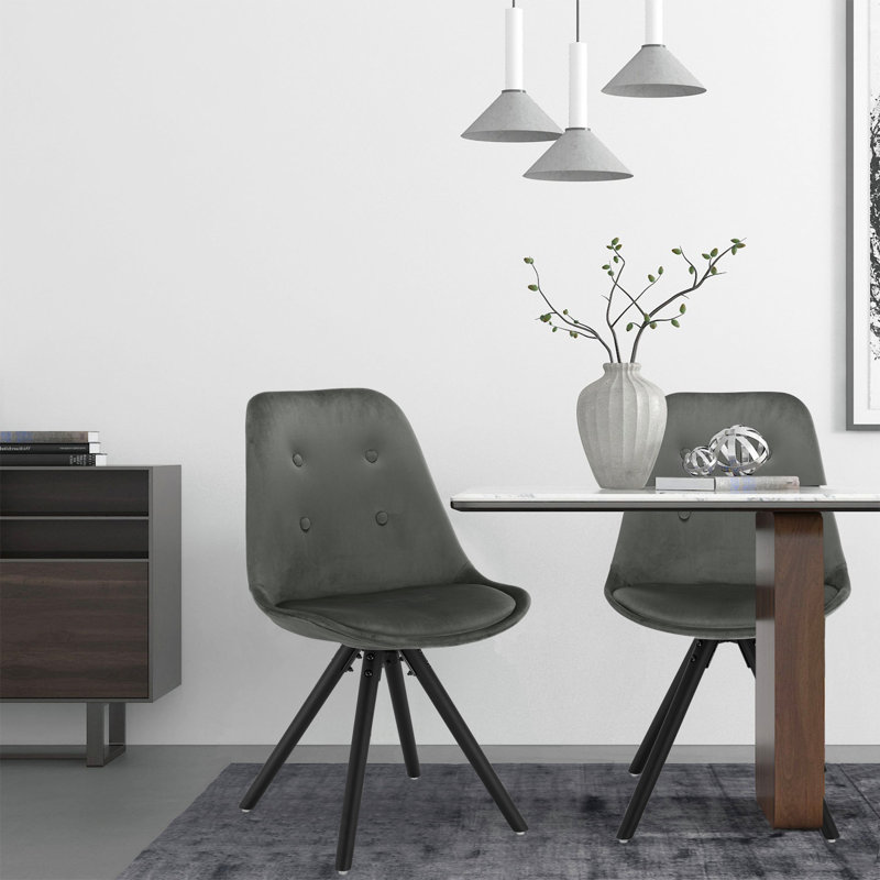 Bibb Upholstered Dining Chair, Light Grey, Black