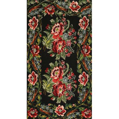 Tapis traditionnel noir / vert / rouge