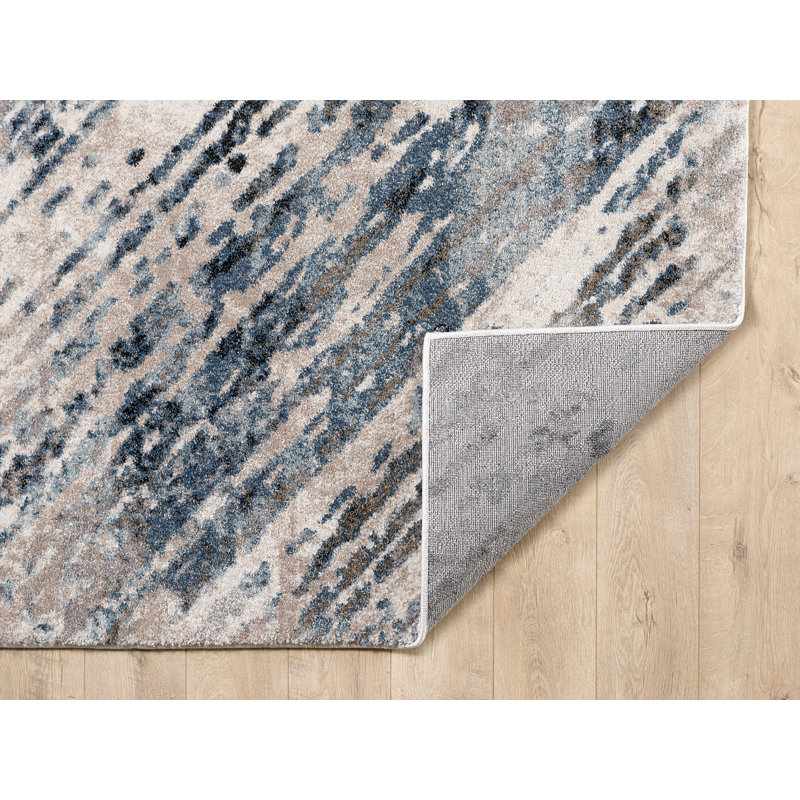Tapis bleu / ivoire, Rectangle 7 pi 10 po x 10 pi 10 po