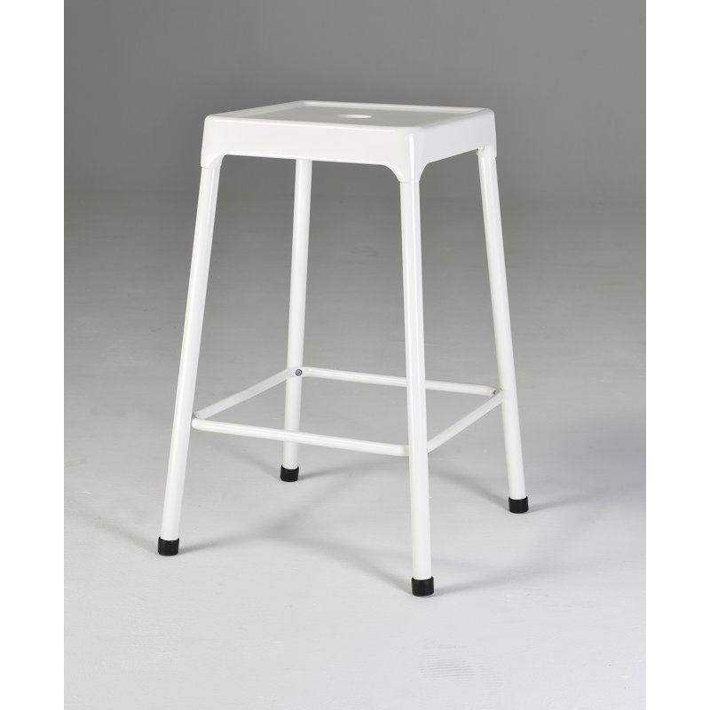 Tabouret de comptoir en métal thermolaqué blanc, ensemble de 2