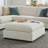 Caylie Ivory Fabric Ottoman